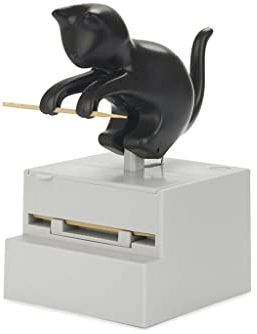 balvi Zahnstocherbehälter Frisky Farbe Schwarz Zahnstocherspender in Form einer neugierigen Katze Kun