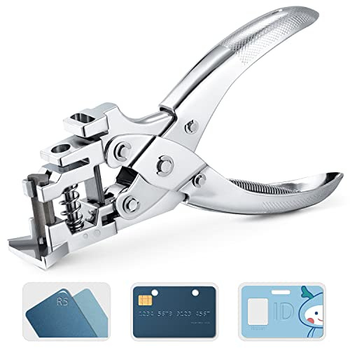 3 in 1 Badge Slot Hole Punch for ID Card: IMLIKE Handheld Card Puncher Suitable for PVC Material, Business Cards and Cardstock(1/8×33/64 Slot Hole, 3/16 Round Hole and R5 Corner Rounder in one)
