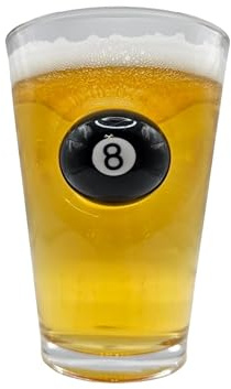 Solo Pro Pool Beer Glass Pint Glass with Embedded Mini 8 Ball Pool Ball Pool Gifts |Handmade in UK Fathers Day Gift Man Cave Gift