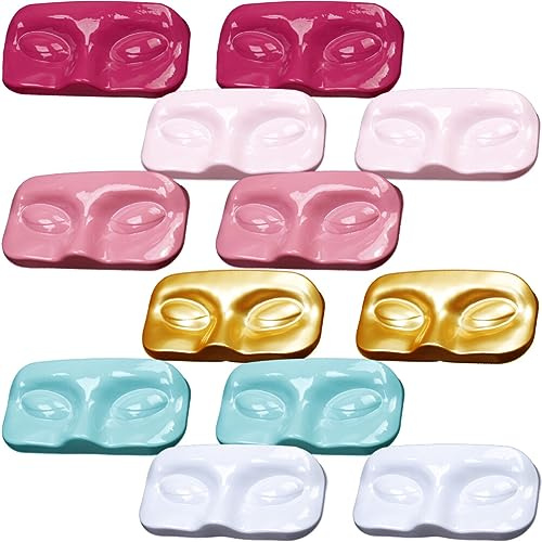 Mobestech 12Pcs Empty Eyelash Trays Holder Plastic False Eyelash Storage Cases Fake Packaging Boxes Face Shape Lash Container Holder Storage Trays