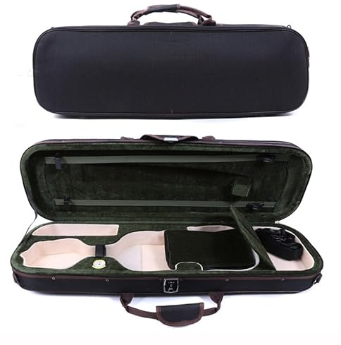 Vetimobato Oblong Violin Case 4/4 Full Size - Ultra Lightweight(1.62kg)Wooden Hard Shell Travel Case with 600D Nylon Raincoat,Plush Interior,2 Bow Holders,Hygrometer - Portable Violin Backpack(Black)