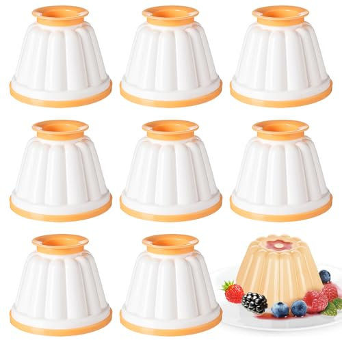 8 PCS Pudding Moulds,Pudding Cups with Lid,Mini Jelly Moulds, Pudding Basins Baking Cases Yorkshire Pudding Tray DIY Baking Tins Non Stick Cooking Pans