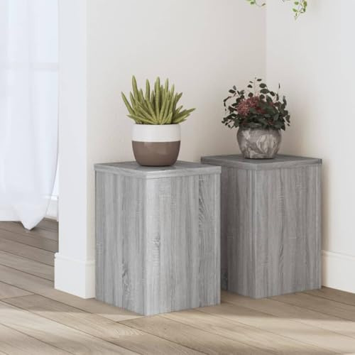 Homgoday Växtstativ 2 st. Blomställ, dekorativ pelare för växter, blompall blompelare blombord blomkrukshållare beställningsbord grå Sonoma 20 x 20 x 30 cm träbaserade material