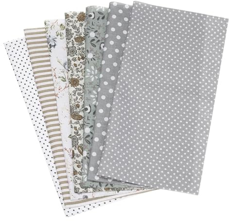 PATIKIL Paquetes de Tela de Algodón, 7 Piezas de 10 X 10 Pulgadas de Tela de Algodón Puro Estampado Floral Precortado para Coser Patchwork Quilting Manualidades, Gris