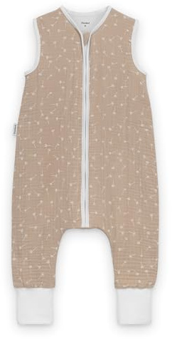 Ehrenkind® Baby Sommerschlafsack mit Füßen Musselin | aus weicher OEKO-TEX zertifizierter Bio-Baumwolle | Sommer Baby Schlafsack 1 TOG Gr. 80 Farbe Beige Gemustert