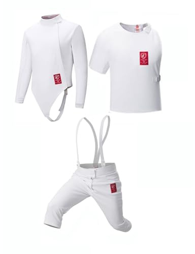 3-delad Fäktdräkt Fäktträningsdräkt 350N Anti-törntyg för Barn Fäktdräkt för Vuxna(White(right),36#)