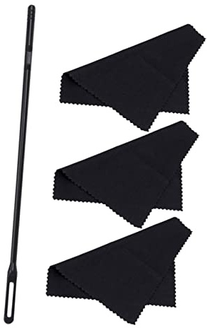 Toyvian Kit Pulizia Flauto Panno e Asta in Plastica Nera, Leggero e Portatile per Rimuovere Impronte su Clarinetto e Flauto