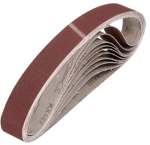 sourcing map Lot de 9 bandes abrasives en oxyde d'aluminium de 50 mm x 711 mm, grain 120, pour ponceuse à courroie, lime à onglet pour le travail du bois, le polissage des métaux, l'affûtage des