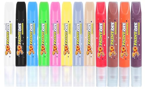 ZhouWei 12 stycken ljuspennor, snabbtorkande ljuspennor, tvättbara ljusmålningsset, 10 ml ljusmålningsset, för målning, dekorera personligt (12 färger)