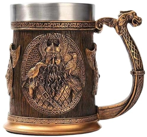 Ymxygz Nordic Viking Ship Dragon Beer Mug, Stainless Steel Drinking Tankard, Wine Coffee Cup, Norse Beer Mug, Great Gift