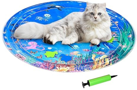 Lit à eau pour chat | Tapis de jeu d'eau pour chien avec pompe gonflable, coussin rafraîchissant, tapis d'éveil épais pour bébé pour l'ennui quotidien à la maison, l'extérieur, temps chaud