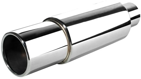Catekro Silenziatore Finale in Acciaio Inossidabile Ingresso 63mm per Auto