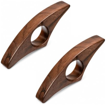 2PCS Porte Page en Bois de Noyer pour Lecture à une Main, Accessoire de Lecture Ergonomique avec Anneau de Pouce, Support Compact pour Livres, Cadeau pour Lecteurs et Enseignants