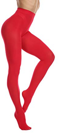 Frola Dames Collants Semi-opaques Lisses Pantalon Collant à Pieds Microfibre Souple Contour Collants de Femmes 80 DEN(L-XL,Rouge)