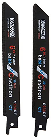 SHOTAY Säbelsägeblätter, 2 Stück 150 mm 6''Carbide Säbelsägeblatt zum Schneiden von keramischem Gusseisen S930RFCT Schwarz