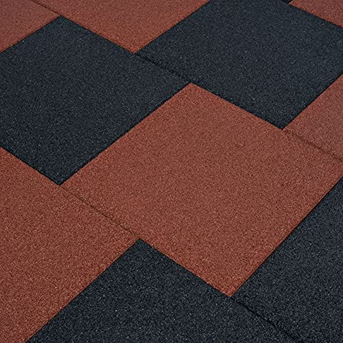 Gecheer Set med 24 fallskyddsmattor för utomhusbruk 50 x 50 gummi | fallskyddsplattor fallskydd slagtålig stark och halkfri | 50 x 50 x 3 cm svart