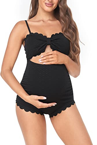 EastElegant moderskap en del badkläder rygg utskärning graviditet bikini skulpterad gravid baddräkt, Svart, XL