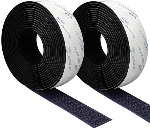 Rusoz Scratch Autocollant Double Face,Adhesif Double Face Extra Fort Noir Nylon Sans Trace Scratch Double Face pour Les écrans De Fenêtre, Les Cadres Et Les Ornements