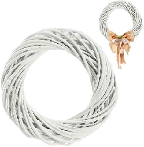 KADAX Dekokranz, Ideal als Türkranz, Kranz aus Naturweide, Rattankranz, Tischkranz, Naturkranz, Weidenring, Weidenkranz, zum Dekorieren von Fenstern (Weiß 30cm)