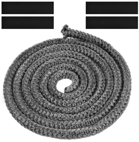Flintronic Stove Rope, Heat Resistant Rope Seal Replacement Gasket with 4 Tapes, Sealant Strip Fire Rope for Wood Burning Stovee, Chimney, Fireplaces, Oven Door (Φ: 12 mm, Length 2.5 m)