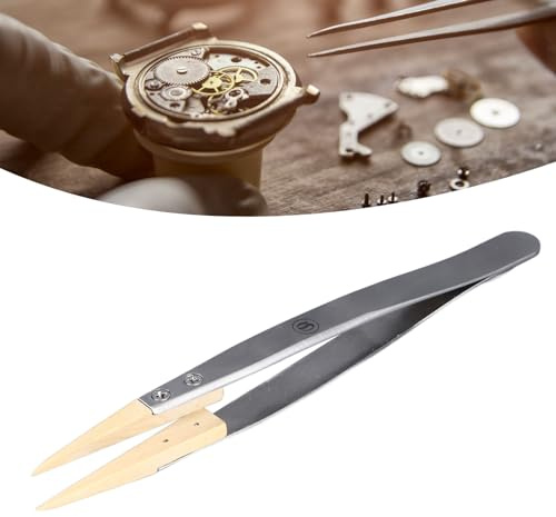 Ultra Precision Antimagnetisk Pincett med Utbytbara Spetsiga Träspetsar Klockreparationsverktyg