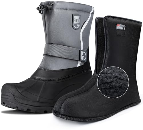FREE SOLDIER Stivali Uomo per la Neve Isolanti, Impermeabili, Stivali Invernali, Antiderapanti, Stivali da Sci con Rivestimento Removibile