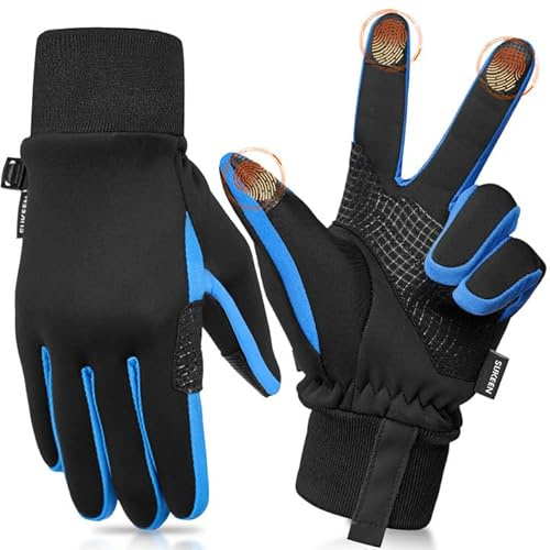 Sukeen Kids Winter Gloves, Soft Warm Touchscreen Anti-Slip Gloves for Kids Boys Girls Cycling Running Sports Outdoor, Blue, S
