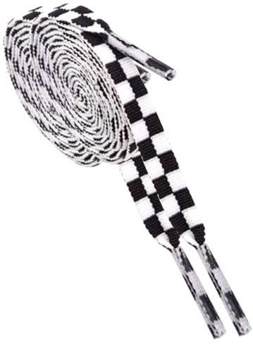 BupiMufi Cordones planos impresos con diseño para zapatillas de correr, zapatillas deportivas, zapatillas de deporte, 120-140 cm, Blanco y negro, 120