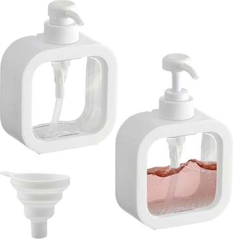 JOZMMZEOOA 2Pcs Soap Dispensers 500ml Dishwashing Liquid Soap Shampoo Dispenser White Square Liquid Lotion Hand Dispensers with Pump for Kitchen Shower Gel Dispenser