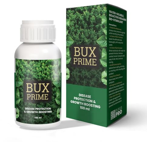 BuxusPro BuxPrime – Producto orgánico para plantas de boj – Protege contra el boj, promueve el crecimiento y mejora la calidad del suelo, inofensivo para pájaros y abejas, 100 ml