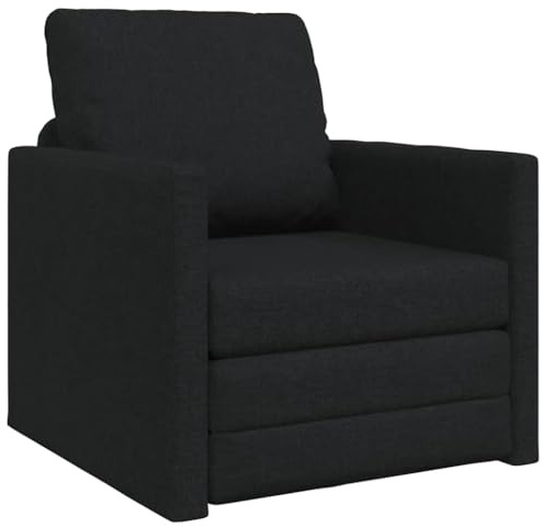 vidaXL Sofá Cama Negro 74 x 77 x 81 cm Tela, Sofá Convertible Elegante, Cama Moderna, Lounge Compacto, Sala versátil, Interior de Terciopelo Duradero