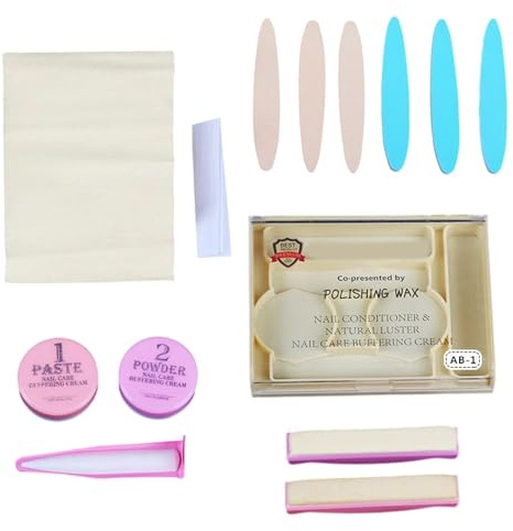 Kit Manicura Japonesa, Limas Pulidores Uñas Manicura Set, Kit Preparación Uñas Japonesas con Herramientas Pulir, Set Multifuncional Cuidado Nail Cutículas, para Principiantes & Profesionales