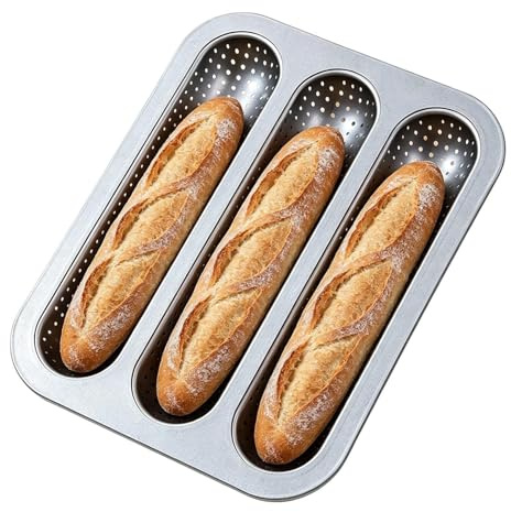 Teglia per il pane - Vassoio per baguette da 13 pollici | Stampo perforato in acciaio al carbonio – Macchina per pane francese antiaderente per sandwich Cottura croccante Forno da cucina Uso do