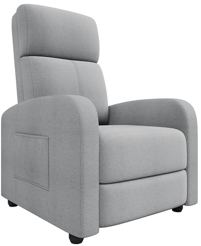 Poltrona reclinabile, comoda sedia relax con schienale, regolabile fino a 160° manualmente, piedi integrati per soggiorno, camera da letto, ufficio, home cinema, carico 130 kg