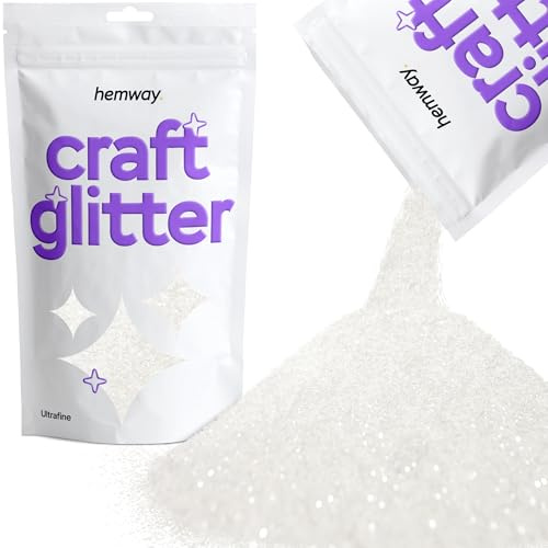 Hemway Craft Glitter White Iridescent 100g Ultrafine Glitter | for Crafts, Resin, Cosmetic, Nail, Face, Body, Festival, Tumblers, Art, Candle, Crafting