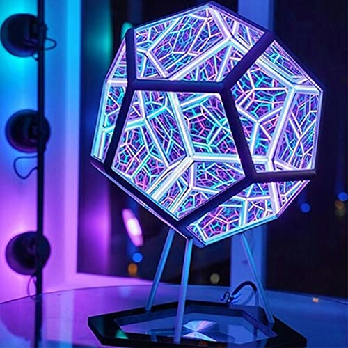 Infinity Dodecahedron Color Art Light, LED Schreibtischlampe Farbwechsel, 7 Farben Dimmbare Nachttischlampe, USB-Aufladung, Party-Atmosphärenlampe, Für Wohnzimmer Schlafzimmer Bar Restaurant Deko