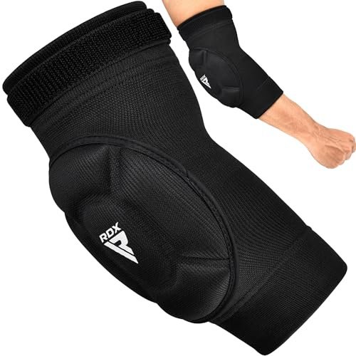 RDX MMA Coderas, Aprobado SATRA, Elbow Pads Protector antebrazo Codera Manga acolchada de compresión por Muay Thai Kickboxing Taekwondo Boxeo Fitness Voleibol Lucha libre Baloncesto, Hombres Mujeres