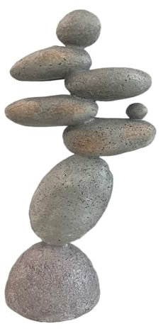 Haute Collage Balancing Cairn Inspired Resin Stone Stack Sculpture for Indoors/Outdoor Gardern Decoration