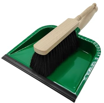 BaWoTec Kehrgarnitur Putzmarie Kehrset Kehrschaufel verzinkt Handfeger Rosshaar (grün)