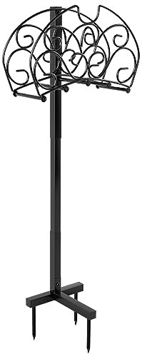 COSTWAY Garden Hose Holder, Freestanding Water Hose Stand Rack Detachable Metal Hose Pipe Holder, Heavy Duty Garden Hose Organizer Storage for Outdoor Yard Garden Lawn