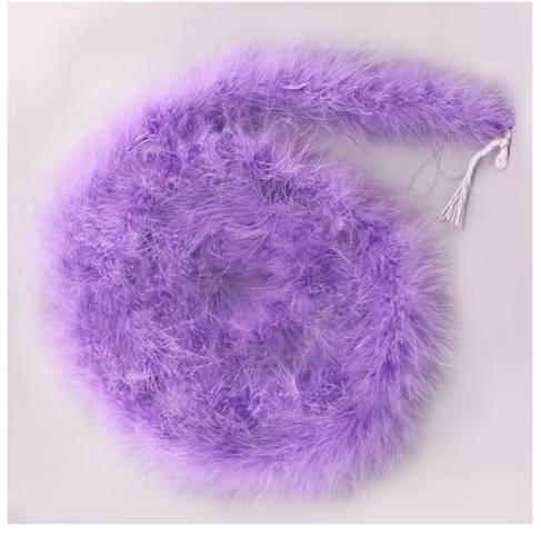 Hrlace 2 meter Marabu fjäderboa naturlig kalvhafjäder Boa fluffig marabu boa fjäder girlang julgirlang för gör-det-själv pyssel bröllop jul dans party dekorationer 16 g ljuslila
