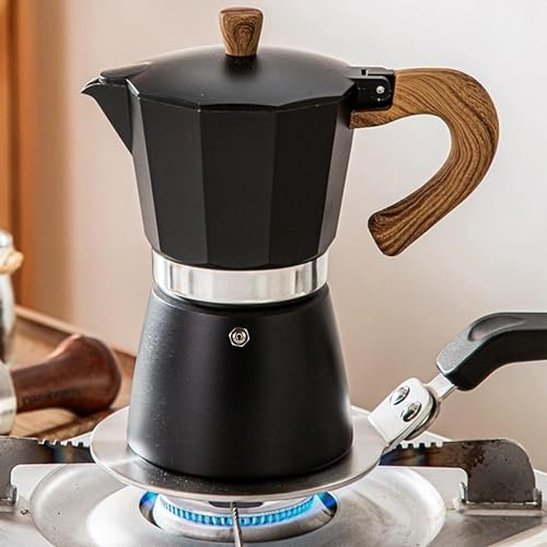 Retoteng Stovetop Espresso Maker, 6 Tazzine da Caffè - 10 Once Manuale Cubano Percolatore in Alluminio Premium Moka Italiano Greca (Nero)