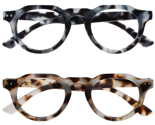 OPULIZE RIO Gafas de Lectura con Filtro de Luz Azul Pack de 2 - Montura Parte Superior Plana - Carey Marrón, Carey Azul - Hombre y Mujer - BB53-23 - +1.50