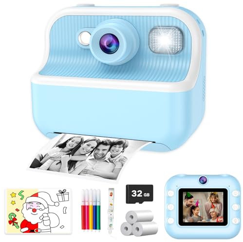 Kids Camera Instant Print Gifts for Girls Age 4-10, Instant Camera for Kids 1080P Kids Digital Camera Toy for Kids Age 5 6 7 8 10 Blue