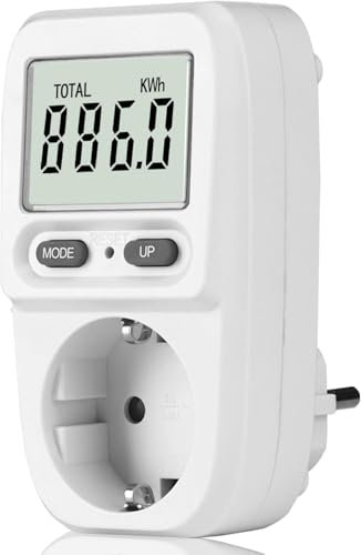 Stromverbrauchsmesser Energiekostenmessgerät Stromzähler für Steckdose, Energiemessgerät Stromverbrauchszähler Strommessgerät 5 Modi LCD Wattmeter KWH Strommesser Überlastungswarnung 3680W