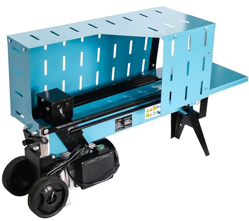 KATSU Tools 6 Ton Horizontal Electric Log Splitter 2000 Watt Motor with Hydraulic Ram, 520mm Log Length, Steel Safety Guard, Heavy Duty for Wood Firewood Burners Splitting