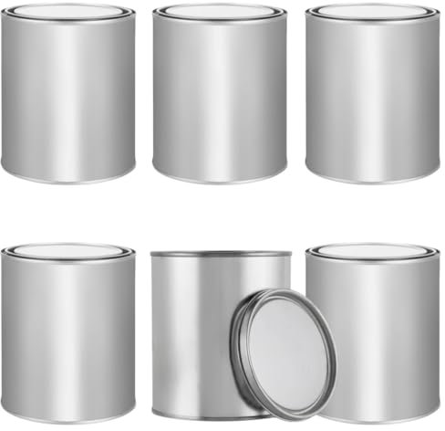 MEETOZ 6 PCS 1 Litre Empty Paint Cans With Lids,Empty Unlined Paint Cans with Lids,for Arts and Crafts, DIY Projects, Painting,Arts and Crafts Paint Cans