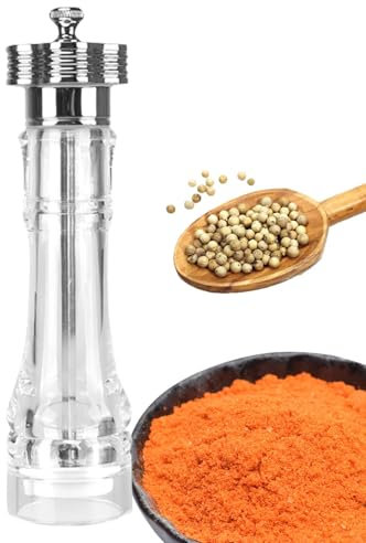 Acrylic Salt Pepper Grinder, Refillable Flavor Grinder, Peppercorn Grinder Salt Shaker, Coarse Sea Salt, Refillable Grinder Black Pepper, Easy to Use, Portable for Black Pepper