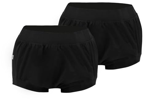 Adult Plastic Pants Diaper Cover, High Waist Rubber Incontinence Pant Washable, Reusable Plastic Underwear Waterproof Panties (Black 2 Pcs, M)