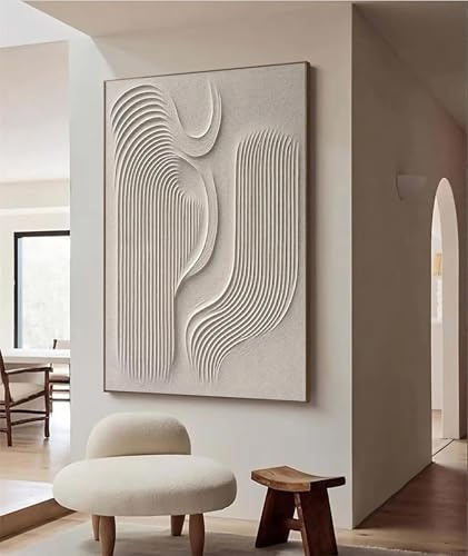 LZJAGXX Cuadro de gran textura beige cuadro abstracto，Impresión sobre lienzo， arte de pared Wabi Sabi, decoración de pared moderna minimalista，40 x 60 cm, sin marco
